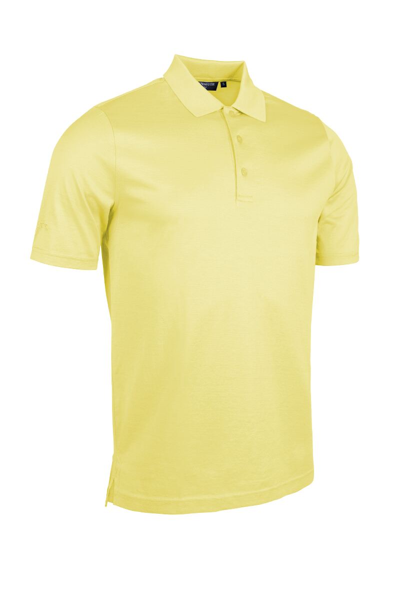 Mens Mercerised Cotton Golf Polo Shirt Light Yellow XL