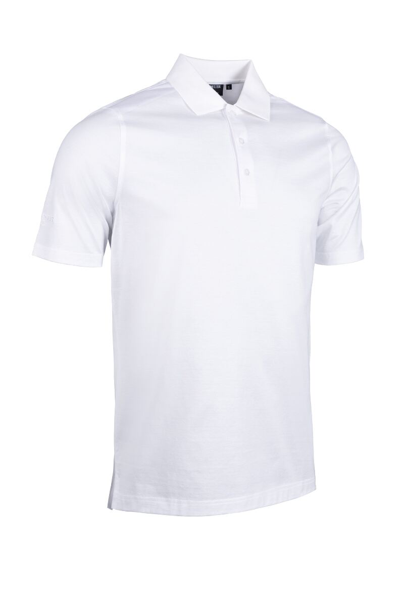 Mens Mercerised Cotton Golf Polo Shirt White M