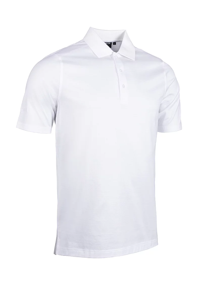 Mens Mercerised Cotton Golf Polo Shirt Sale White M