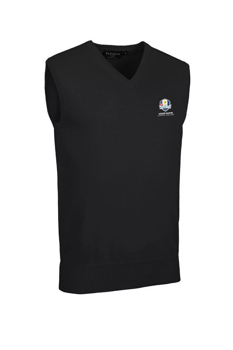 Official Ryder Cup 2027 Mens V Neck Cotton Lightweight Golf Slipover Black S