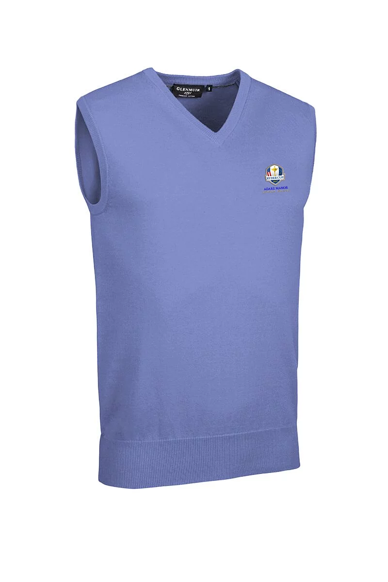 Official Ryder Cup 2027 Mens V Neck Cotton Lightweight Golf Slipover Light Blue L