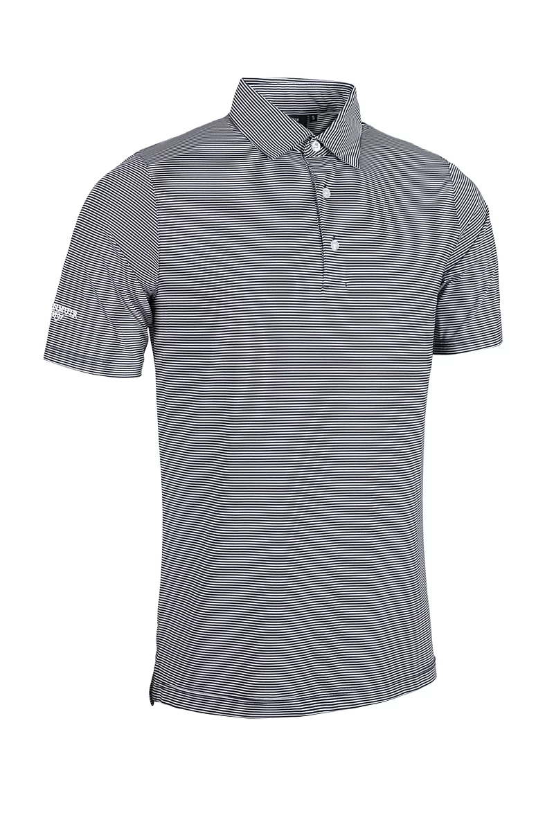 Official Ryder Cup 2027 Mens Micro Stripe Performance Golf Polo Shirt Black/White XXL