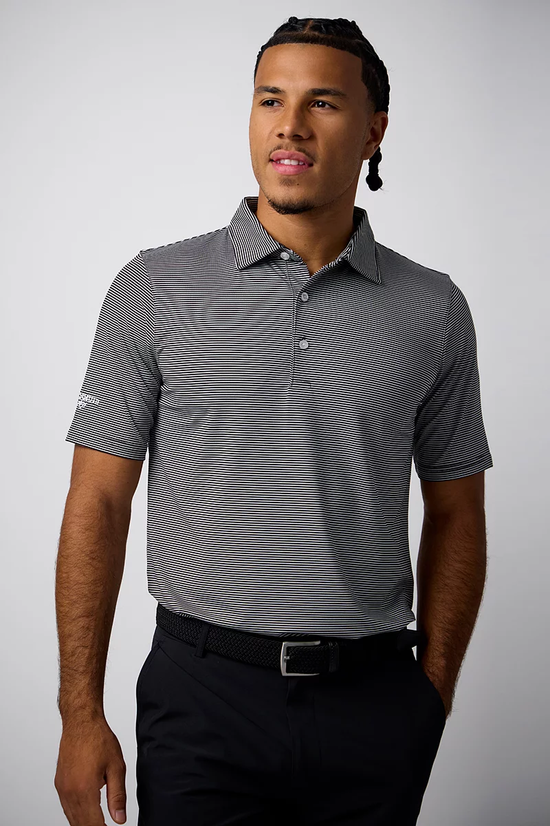The Open Mens Micro Stripe Performance Golf Polo Shirt