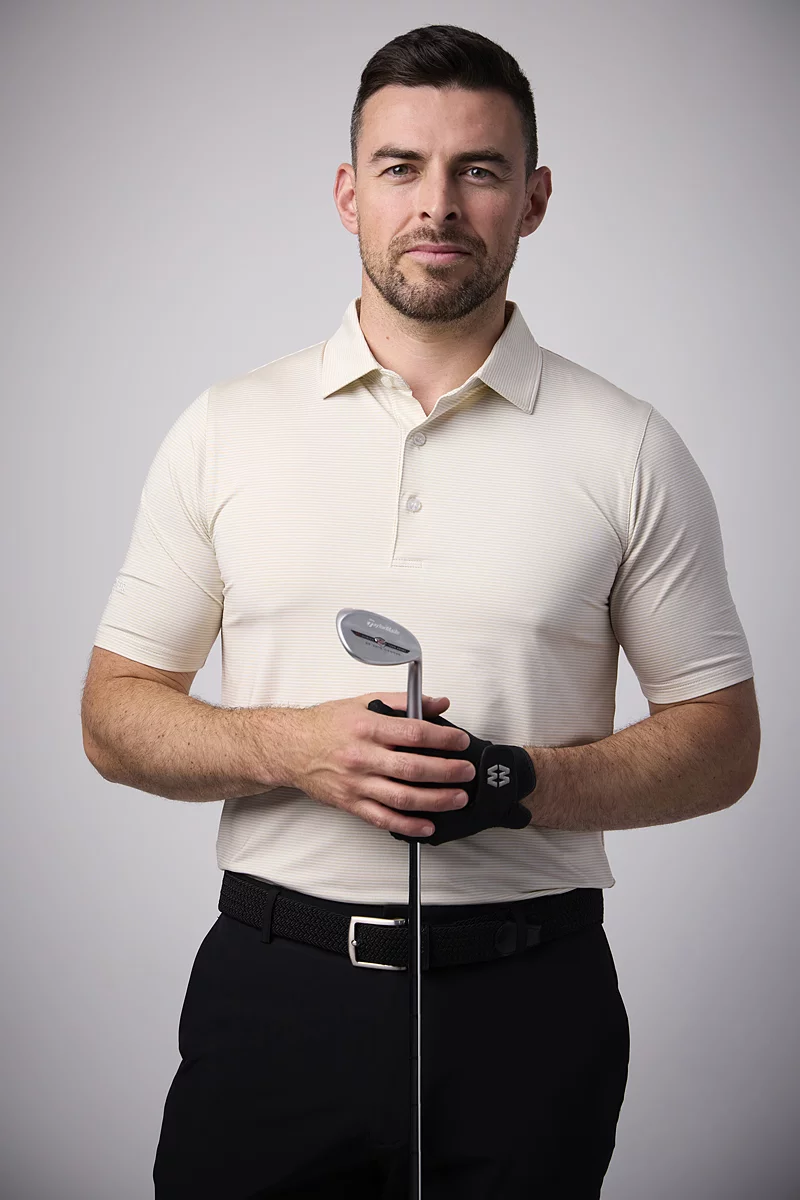 The Open Mens Micro Stripe Performance Golf Polo Shirt