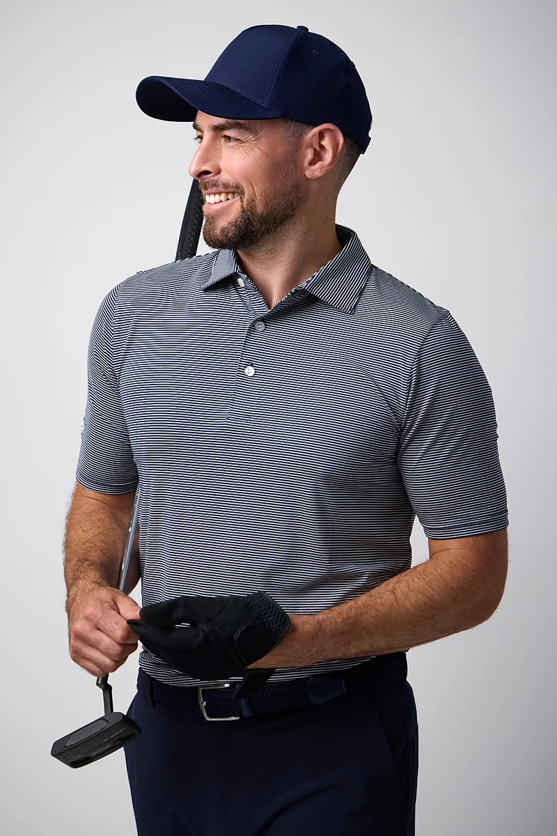 Official Ryder Cup 2027 Mens Micro Stripe Performance Golf Polo Shirt