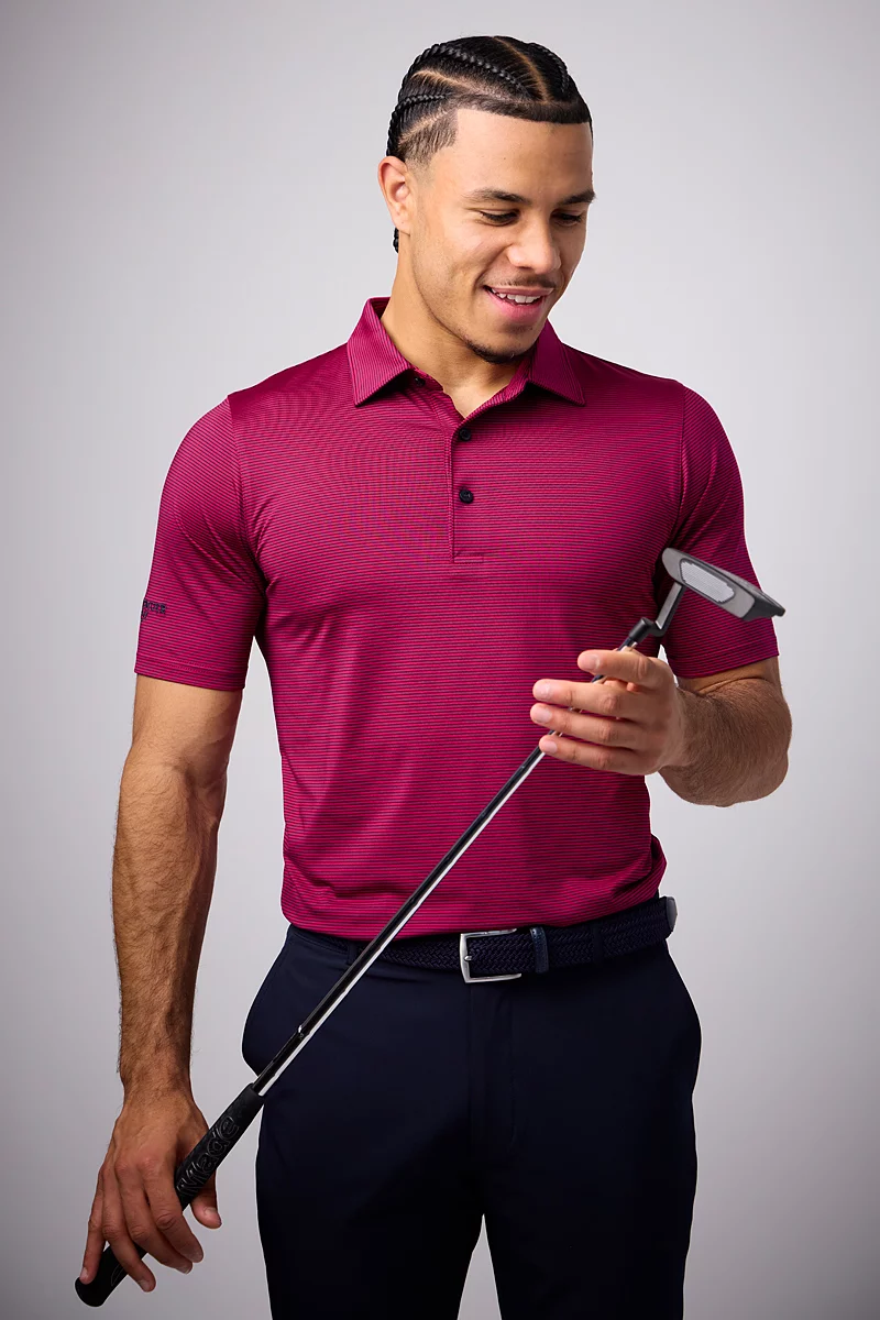 The Open Mens Micro Stripe Performance Golf Polo Shirt