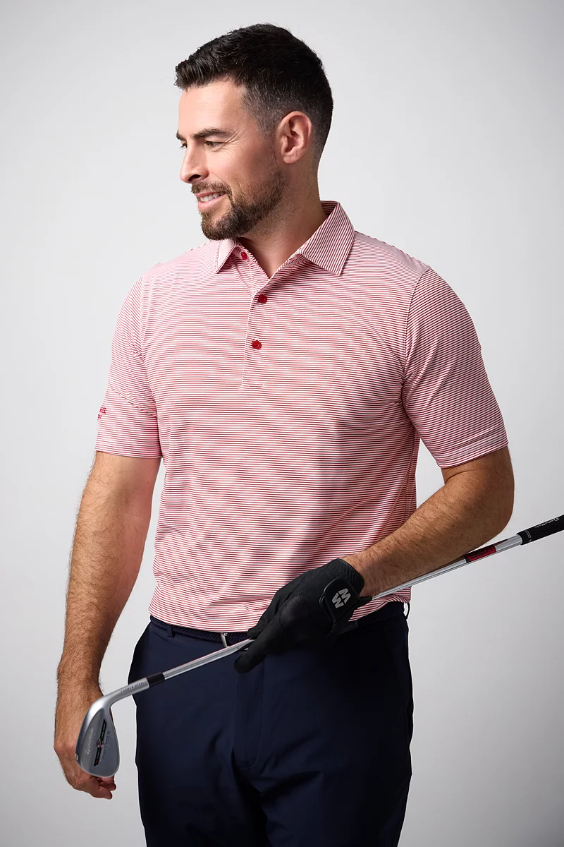The Open Mens Micro Stripe Performance Golf Polo Shirt