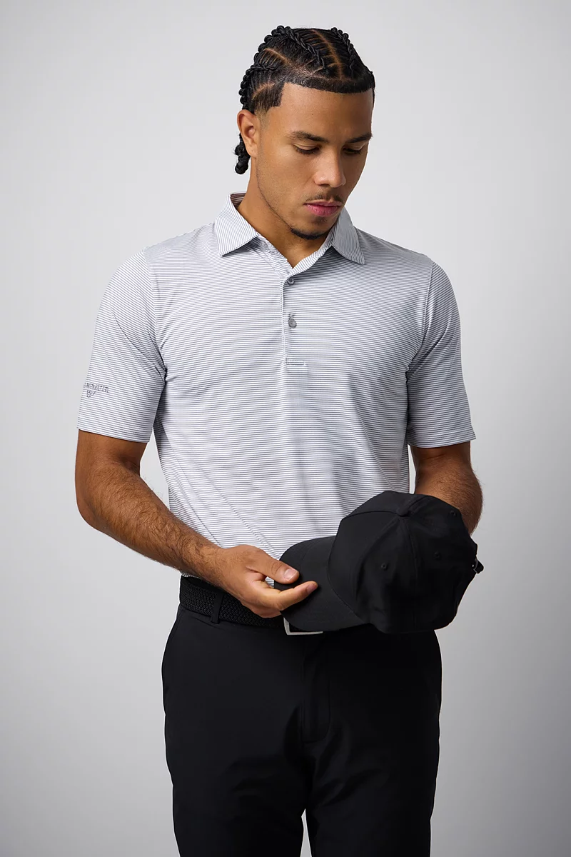 Mens Micro Stripe Performance Golf Polo Shirt