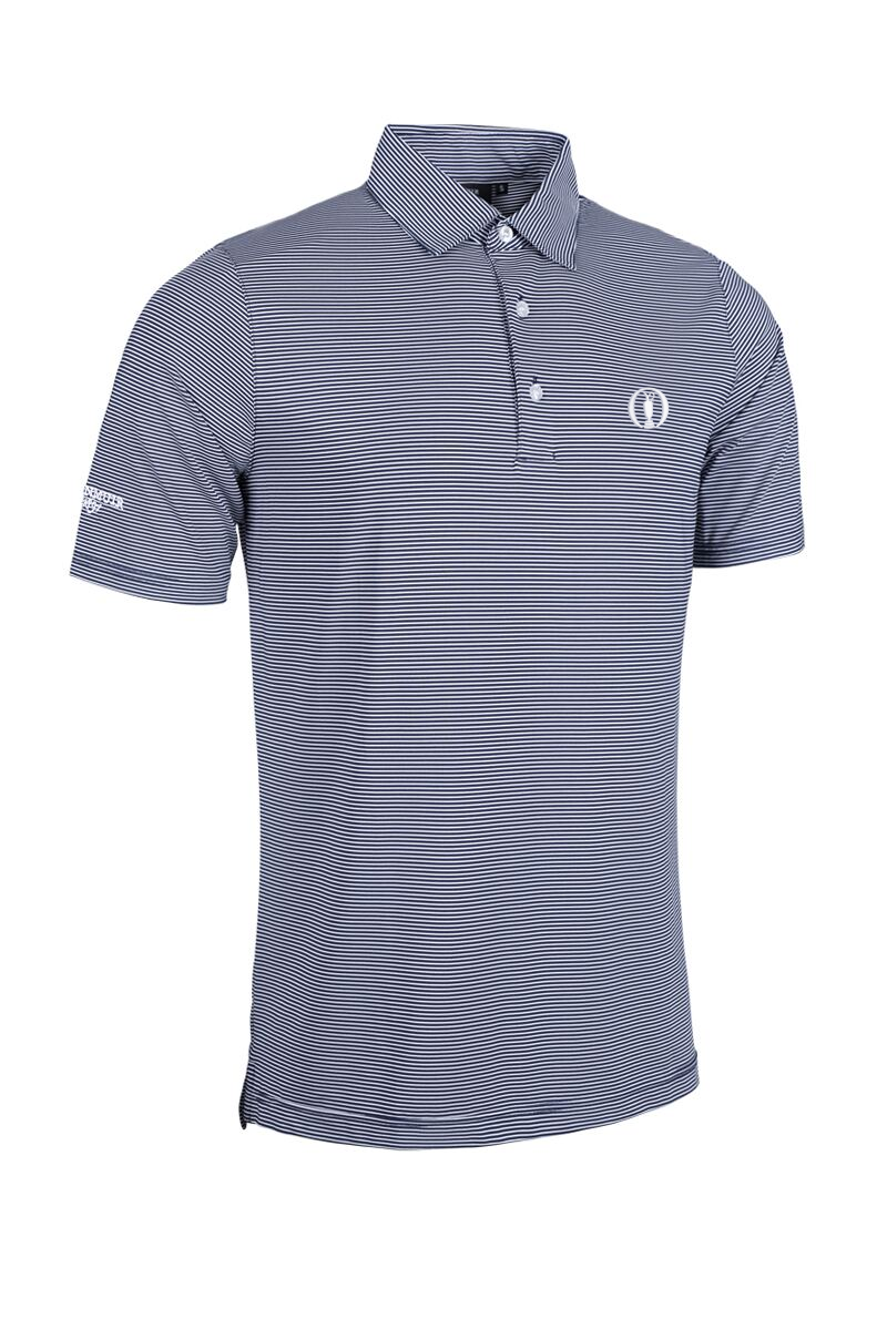The Open Mens Micro Stripe Performance Golf Polo Shirt Navy/White XL