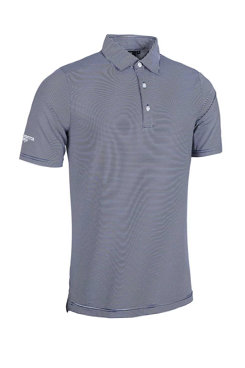 Official Ryder Cup 2027 Mens Micro Stripe Performance Golf Polo Shirt Navy/White XXXL