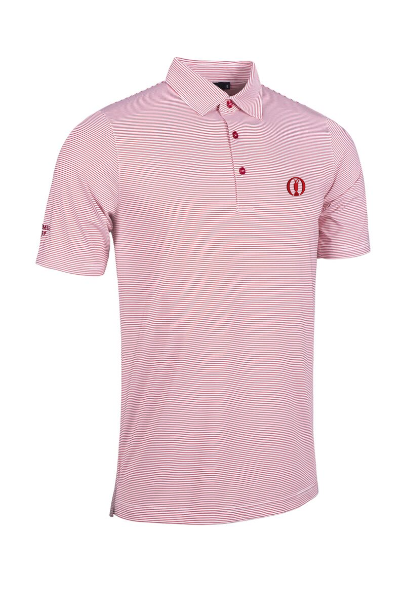 The Open Mens Micro Stripe Performance Golf Polo Shirt