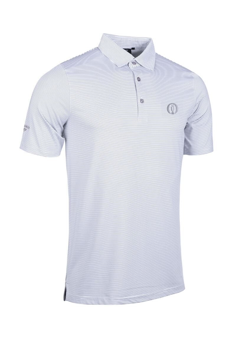 The Open Mens Micro Stripe Performance Golf Polo Shirt