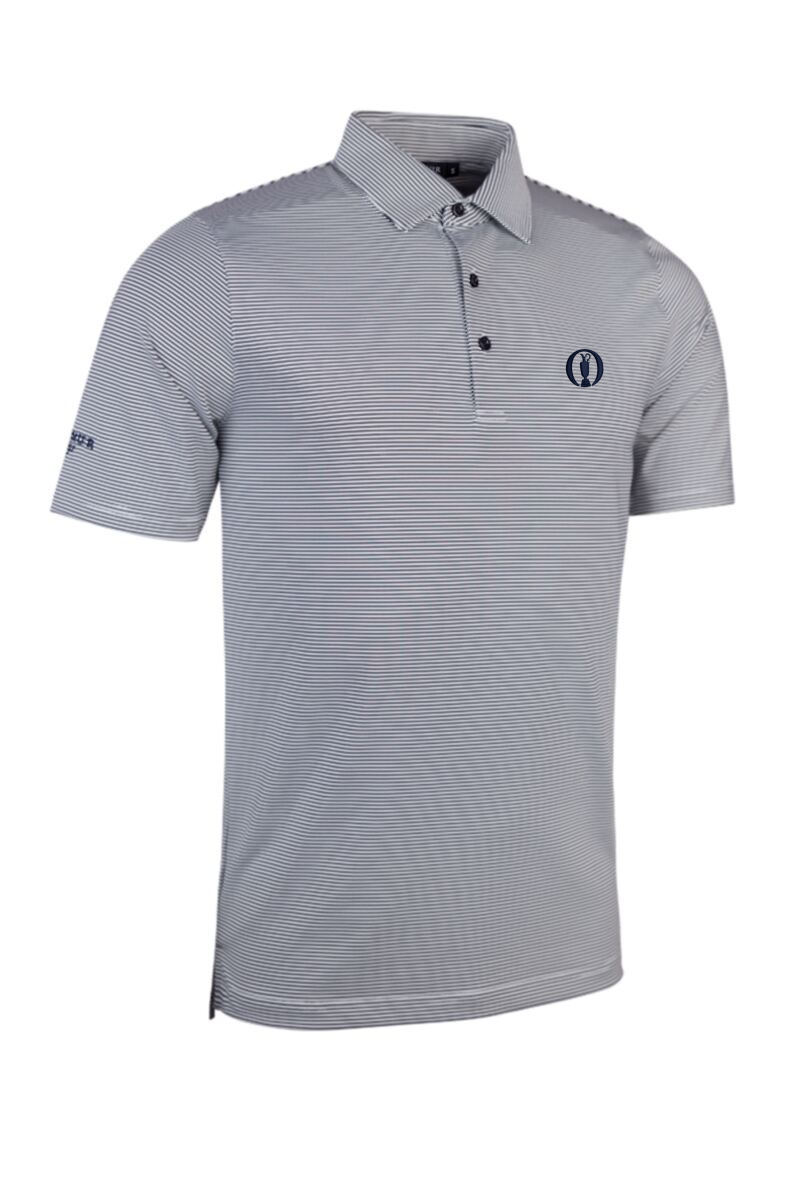The Open Mens Micro Stripe Performance Golf Polo Shirt White/Navy XL