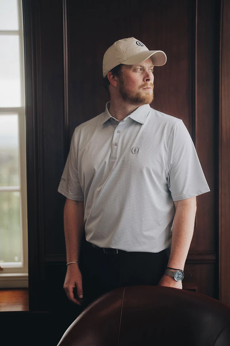 The Open Mens Micro Stripe Performance Golf Polo Shirt