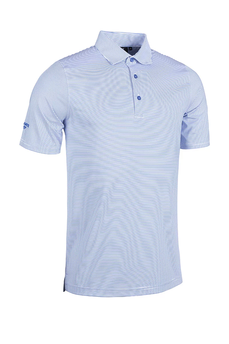 Official Ryder Cup 2027 Mens Micro Stripe Performance Golf Polo Shirt White/Tahiti S
