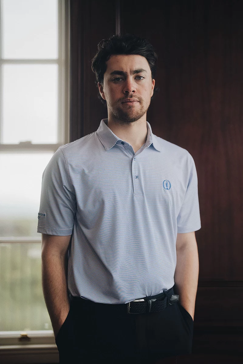 The Open Mens Micro Stripe Performance Golf Polo Shirt