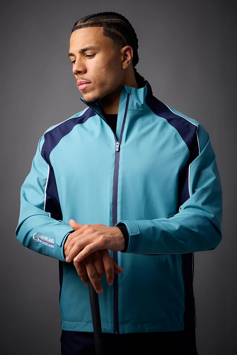 Mens Contrast Shoulder Panel Waterproof Golf Jacket