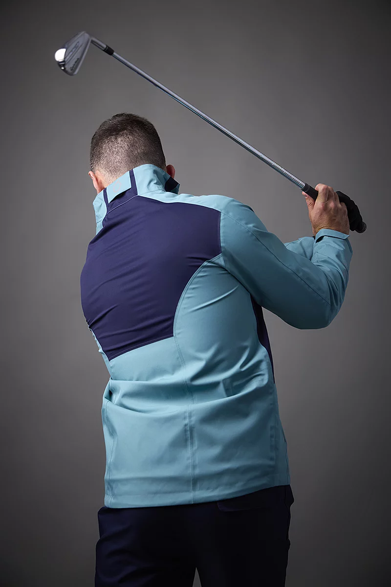 Mens Zip Front Stretch Back Panelled Waterproof Golf Jacket