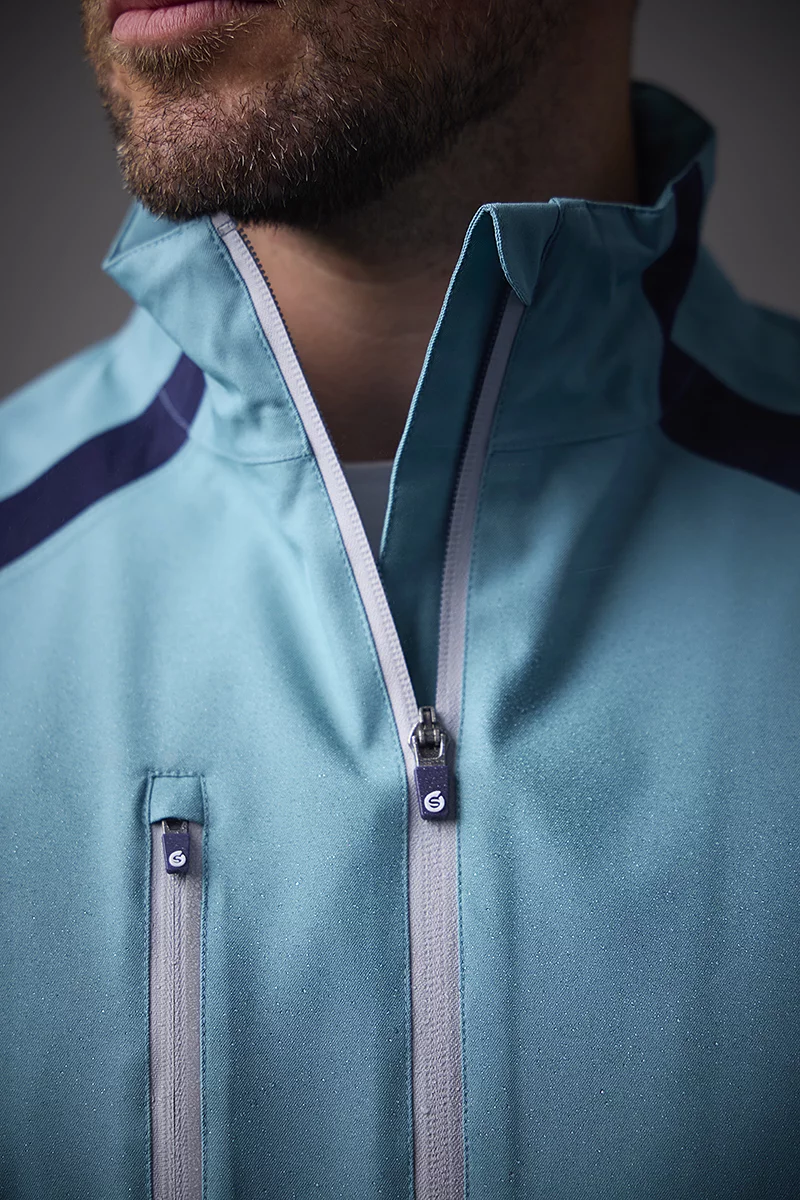 Mens Zip Front Stretch Back Panelled Waterproof Golf Jacket