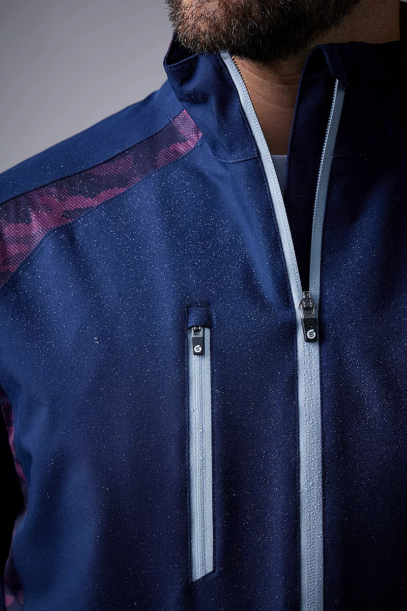 Mens Zip Front Stretch Back Panelled Waterproof Golf Jacket Sale