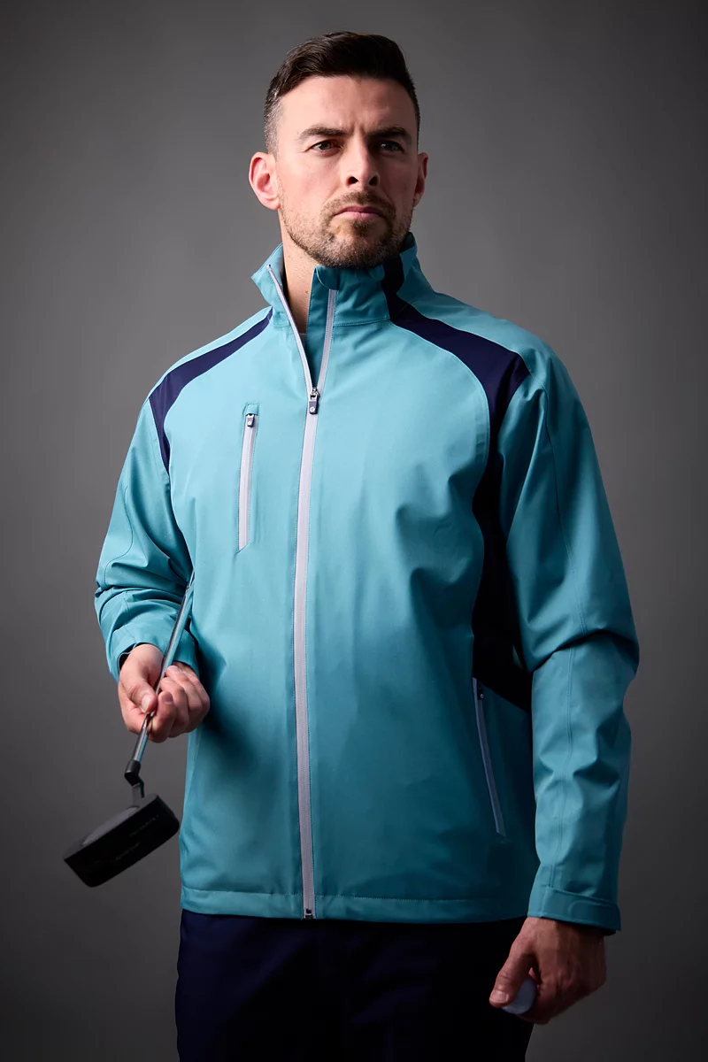 Mens Zip Front Stretch Back Panelled Waterproof Golf Jacket