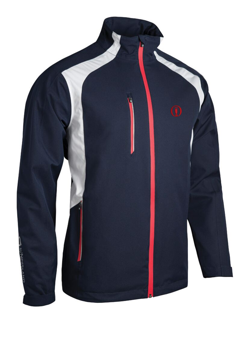 The Open Mens Zip Front Stretch Back Panelled Waterproof Golf Jacket