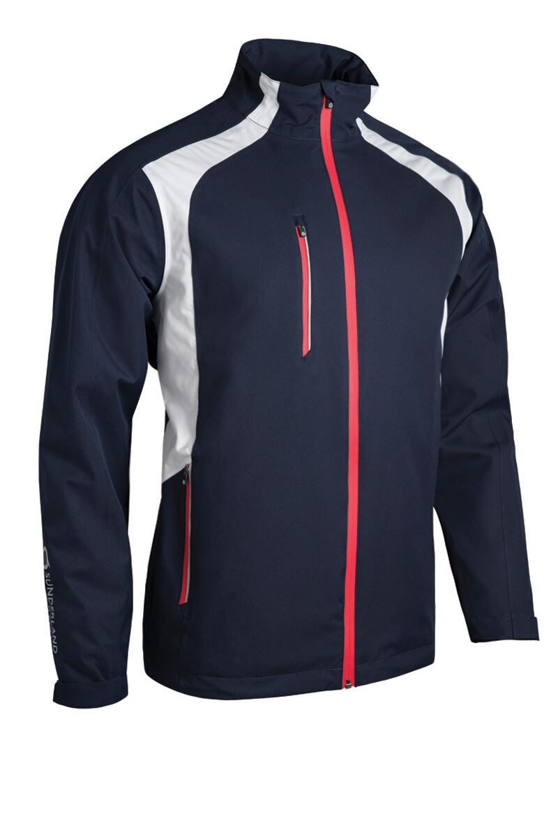 Mens Zip Front Stretch Back Panelled Waterproof Golf Jacket