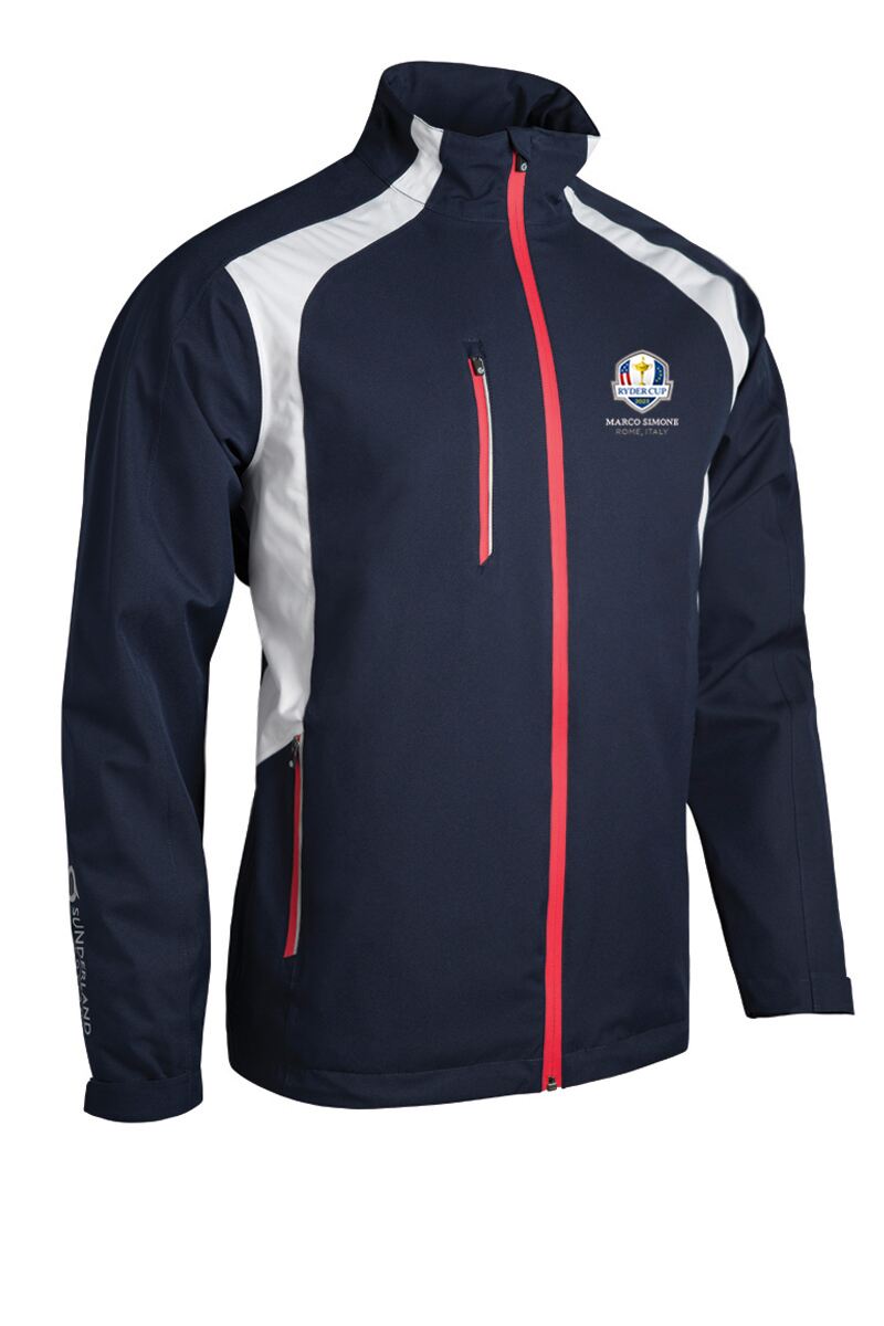 Sunderland Valberg Waterproof Golf Jacket - Navy/White/Red