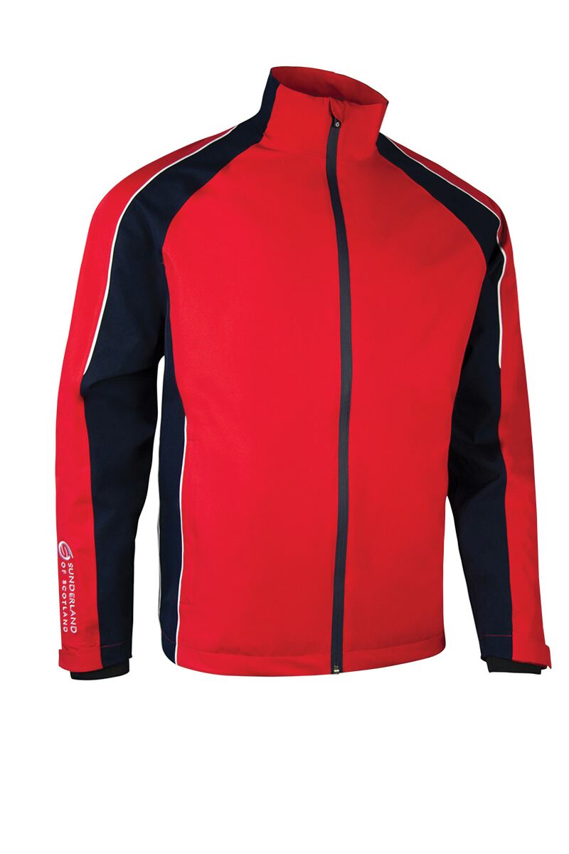 Mens Raglan Panelled Waterproof Golf Jacket Red/Navy/White M