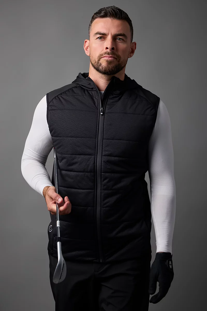 Mens Hybrid Padded Performance Sleeveless Midweight Golf Hoodie