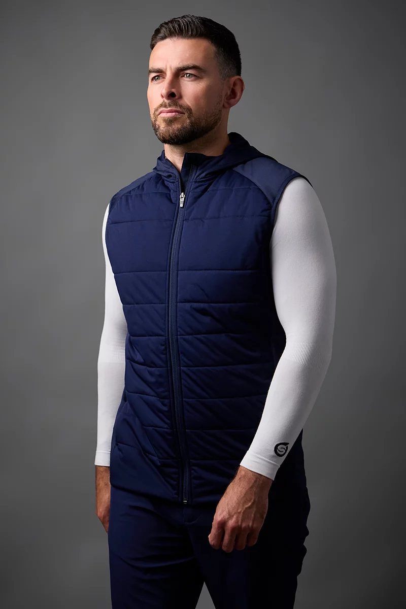 Mens Hybrid Padded Performance Sleeveless Midweight Golf Hoodie