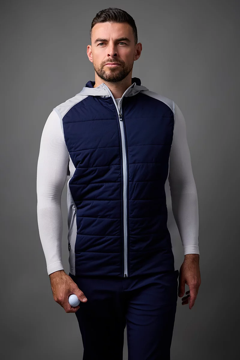 Mens Hybrid Padded Performance Sleeveless Midweight Golf Hoodie
