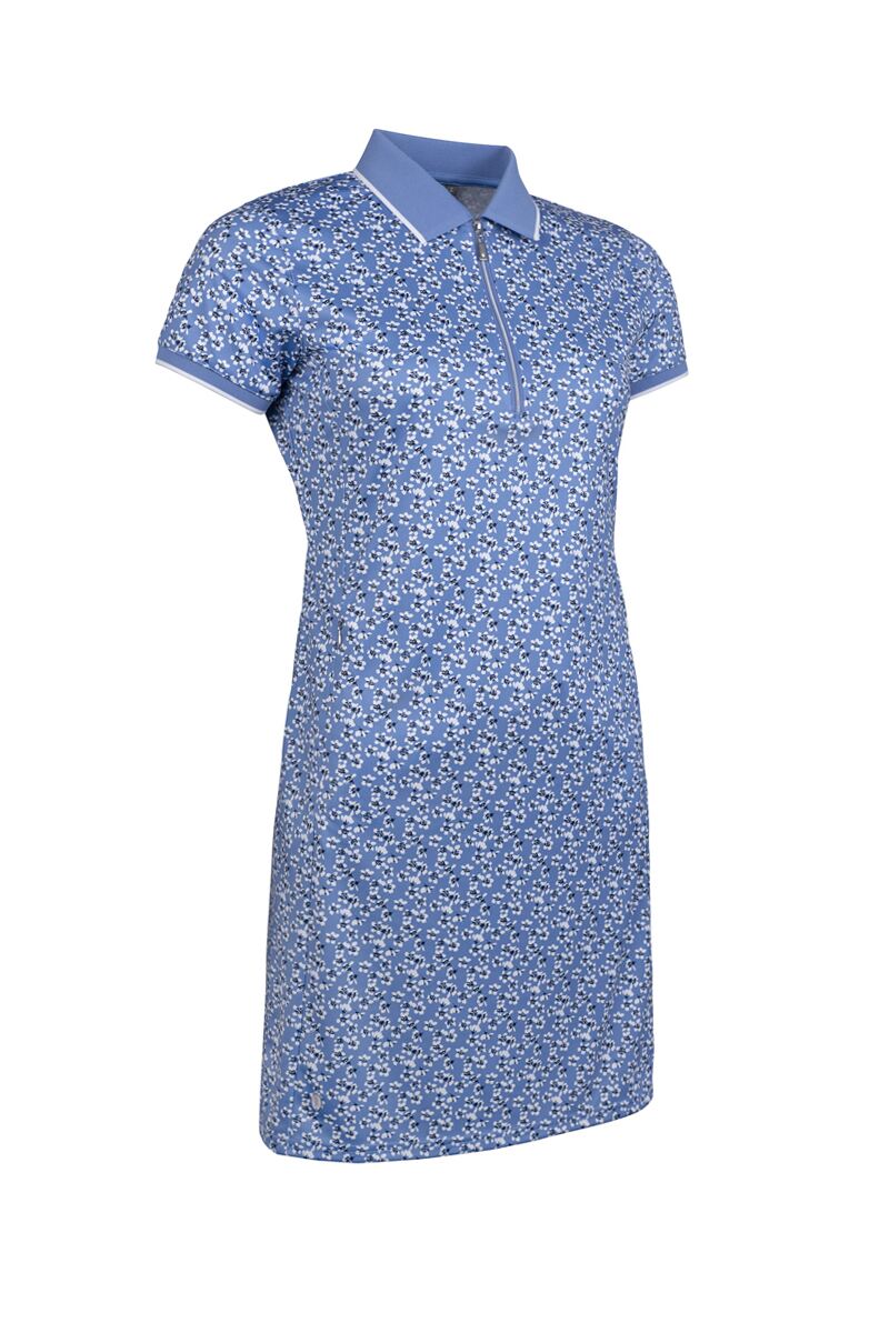 Ladies Zip Collar Printed Golf Dress with Detachable Shorts