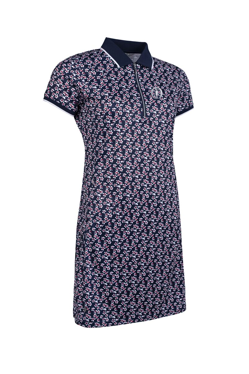 The Open Ladies Zip Collar Printed Golf Dress with Detachable Shorts
