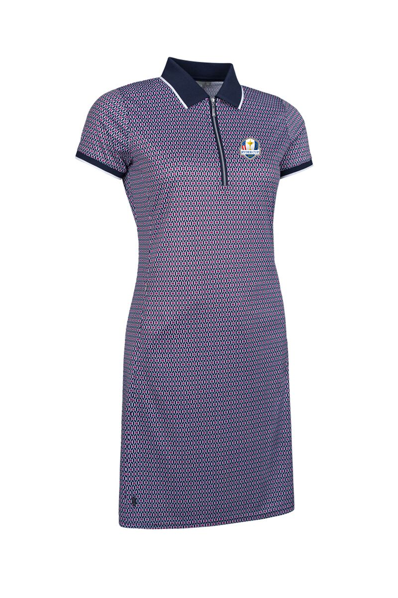 Official Ryder Cup 2027 Ladies Zip Collar Printed Golf Dress with Detachable Shorts