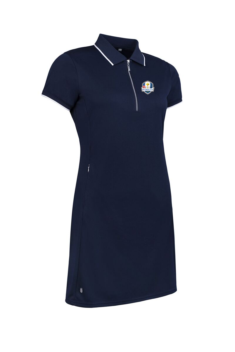 Official Ryder Cup 2027 Ladies Zip Collar Printed Golf Dress with Detachable Shorts