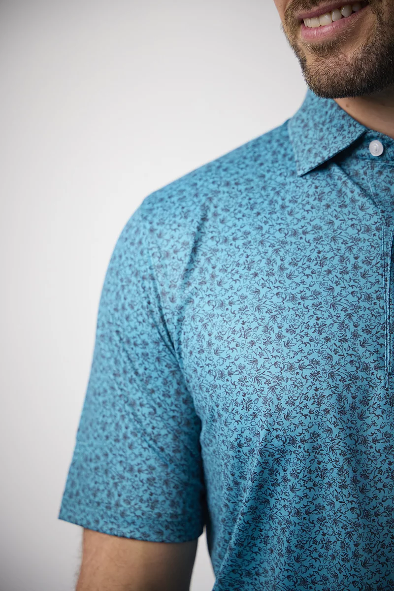 Mens Floral Print Performance Golf Shirt Mens Floral Print Performance Golf Shirt