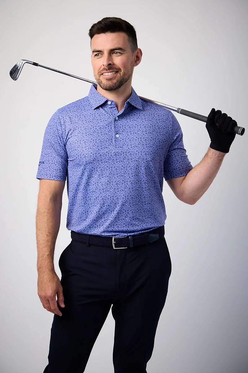 Mens Floral Print Performance Golf Shirt Mens Floral Print Performance Golf Shirt