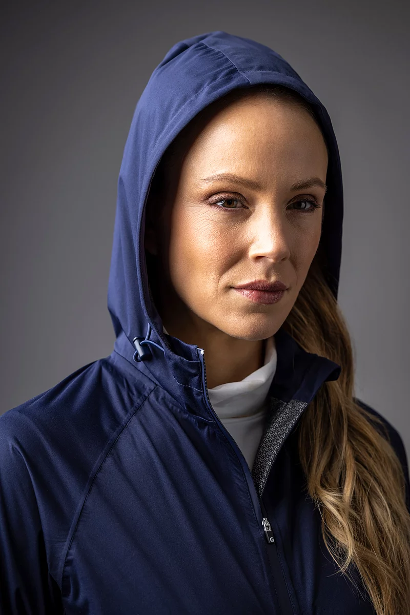 The Open Ladies Concealed Hood Lightweight Waterproof Golf Jacket The Open Ladies Concealed Hood Lightweight Waterproof Golf Jacket