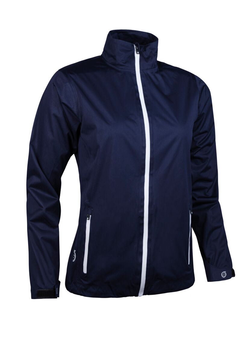 Ladies Whisperdry Lightweight Waterproof Golf Jacket Sale Navy/White S