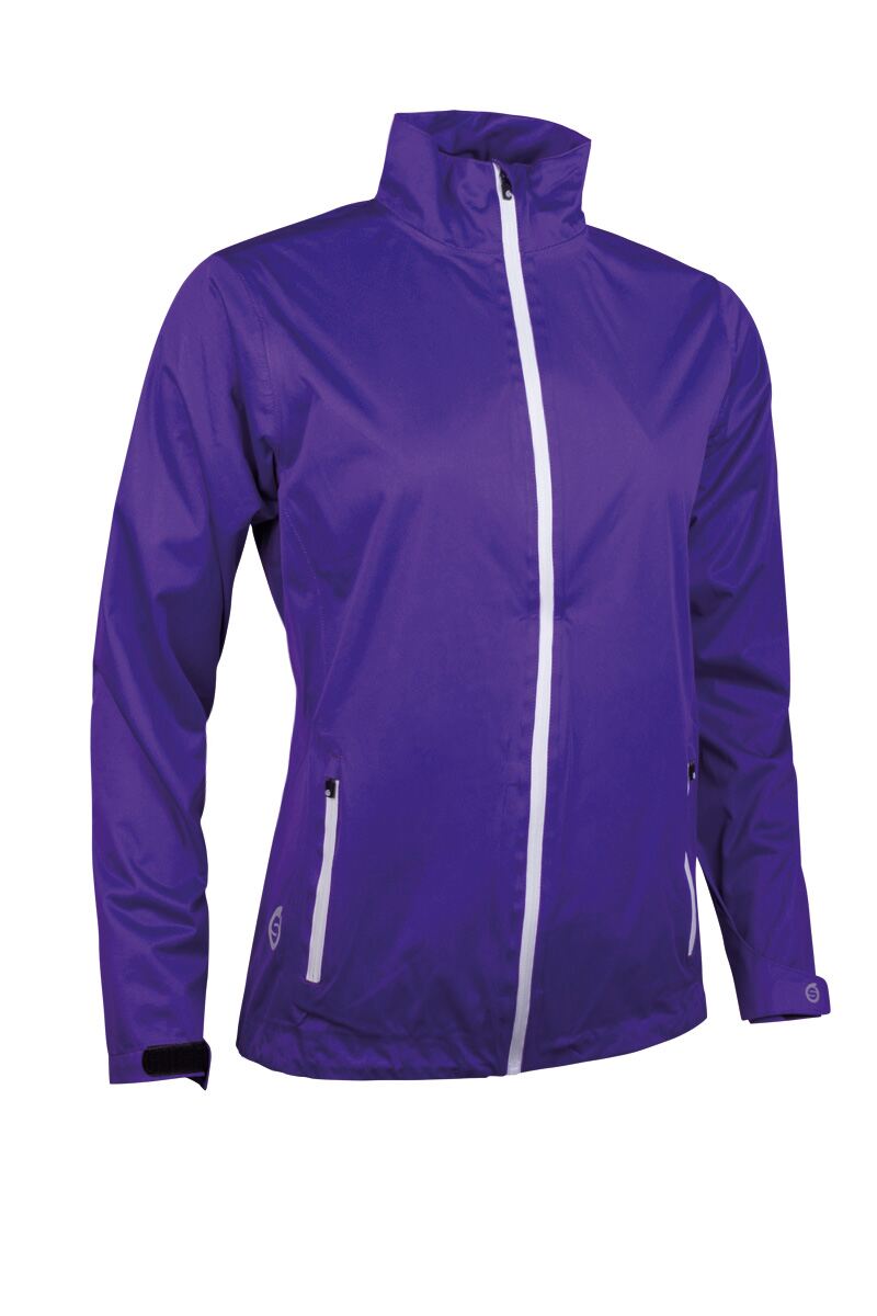 Ladies Whisperdry Lightweight Waterproof Golf Jacket Sale Purple/White S