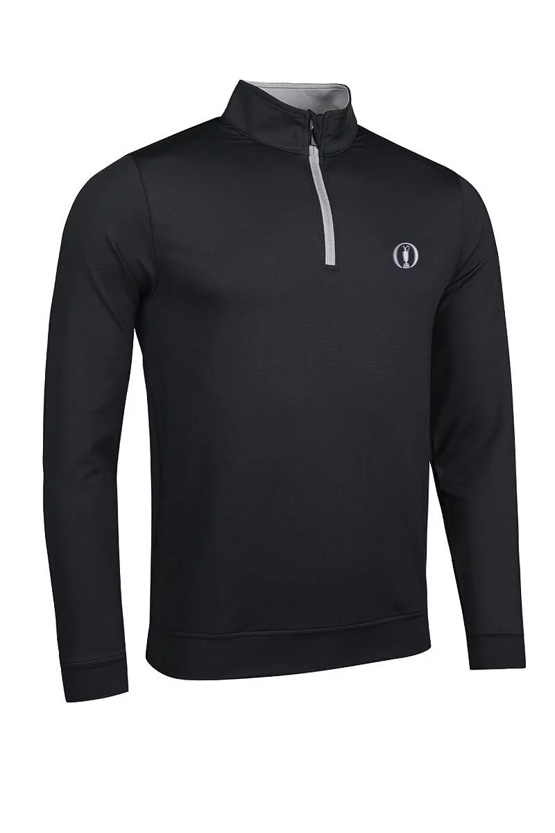 Official Ryder Cup 2027 Mens Quarter Zip Lightweight Performance Golf Midlayer Black/Light Grey XL