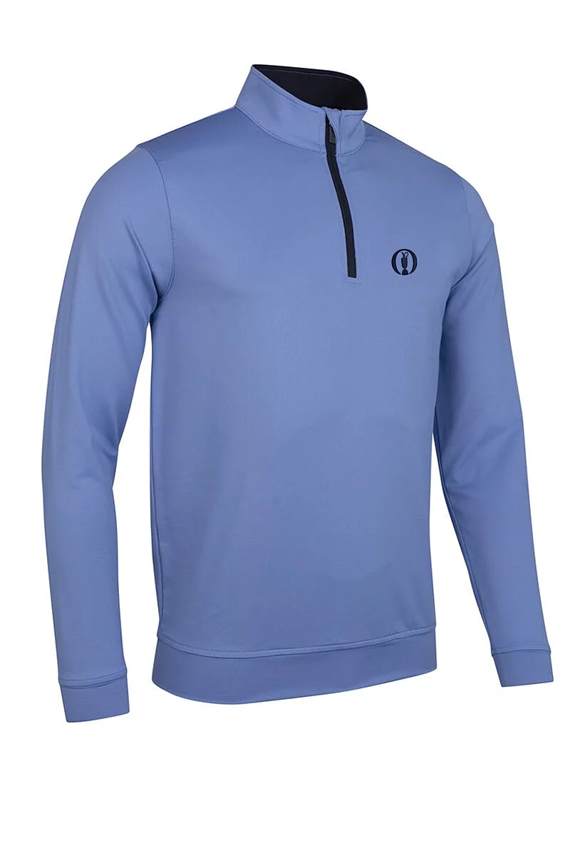 Official Ryder Cup 2025 Winners Mens Quarter Zip Lightweight Performance Golf Midlayer Light Blue/Navy L