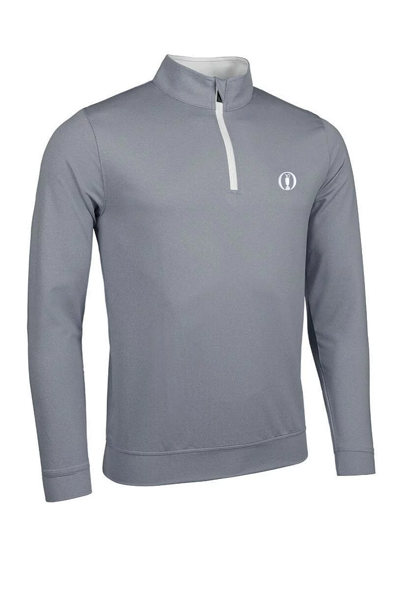 Official Ryder Cup 2027 Mens Quarter Zip Lightweight Performance Golf Midlayer Light Grey Marl/White M