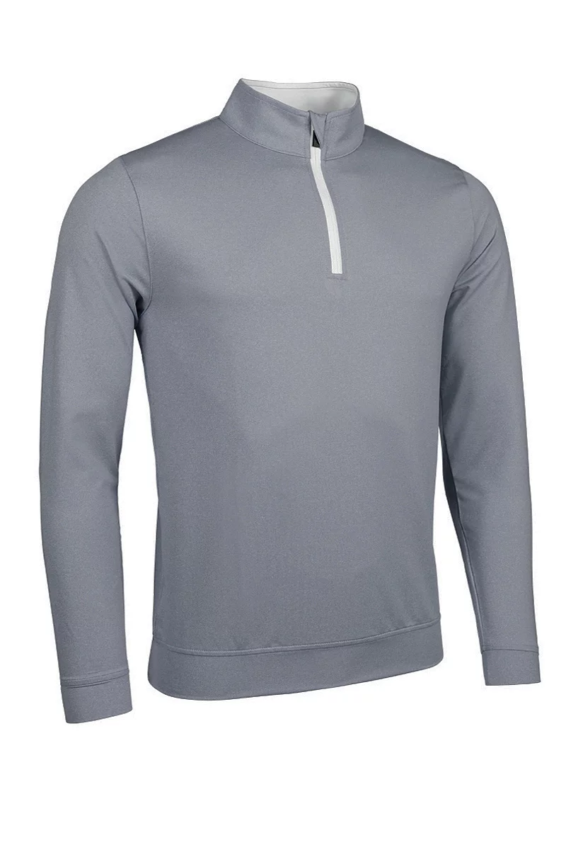 Official Ryder Cup 2027 Mens Quarter Zip Lightweight Performance Golf Midlayer Light Grey Marl/White L