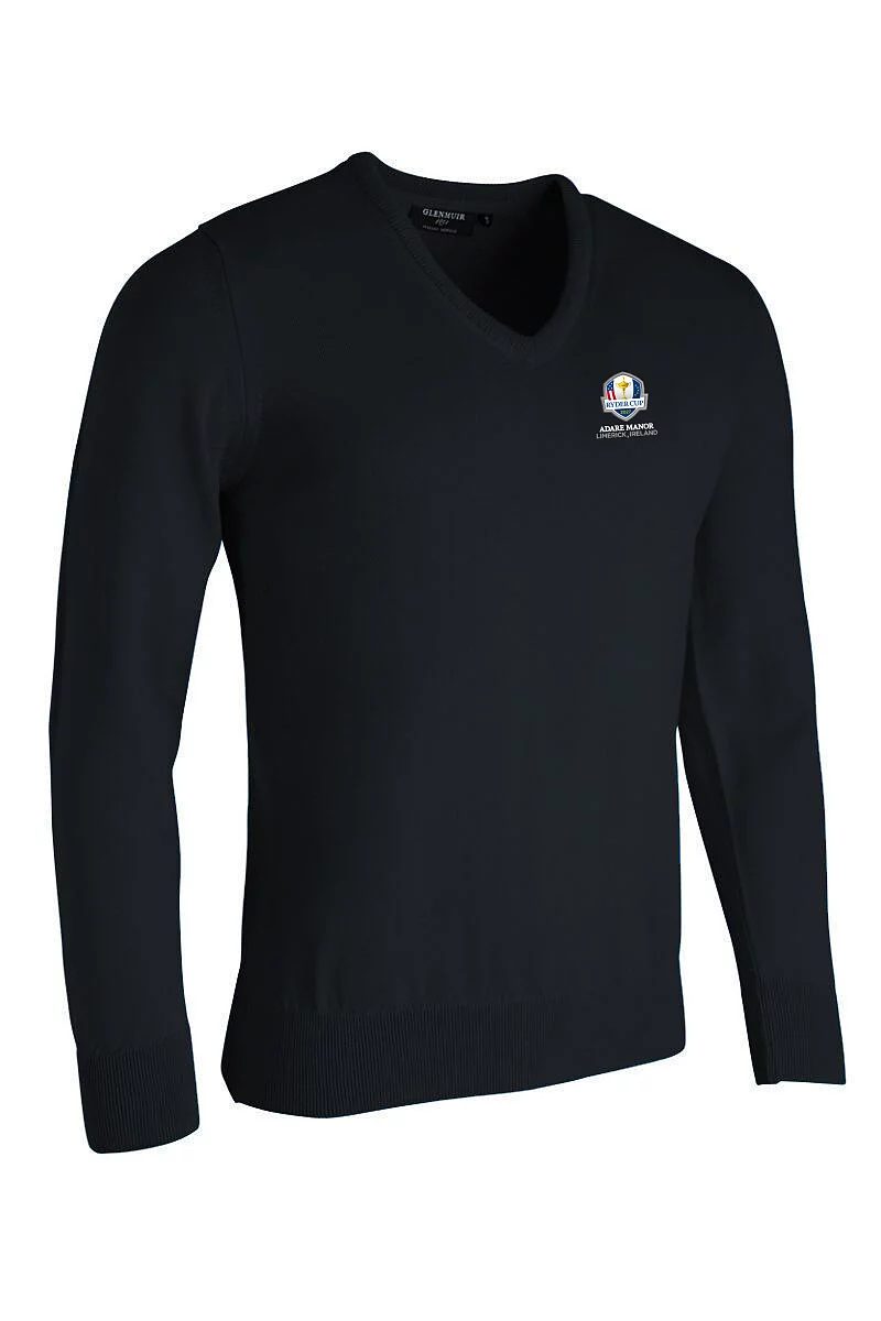 Official Ryder Cup 2027 Mens V Neck Merino Wool Golf Sweater Black XXL