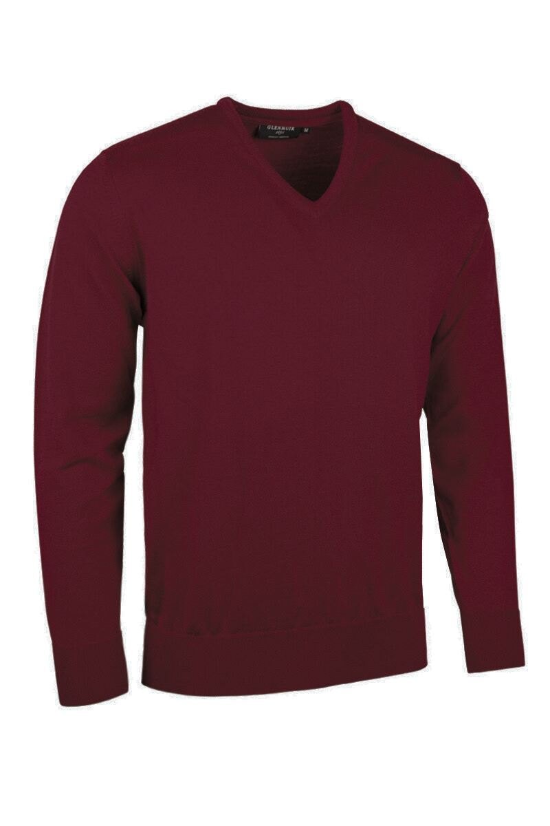 Mens V Neck Merino Wool Lightweight Golf Sweater