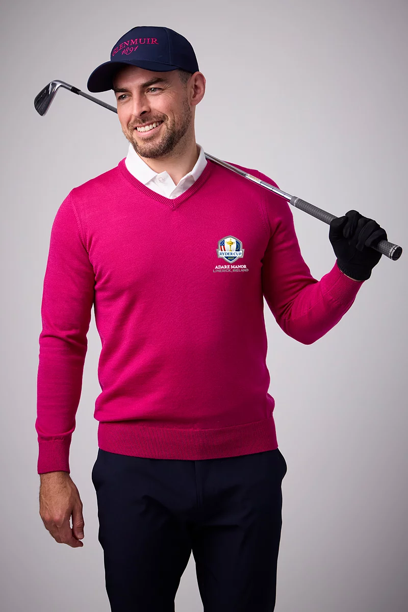 Official Ryder Cup 2027 Mens V Neck Merino Wool Golf Sweater