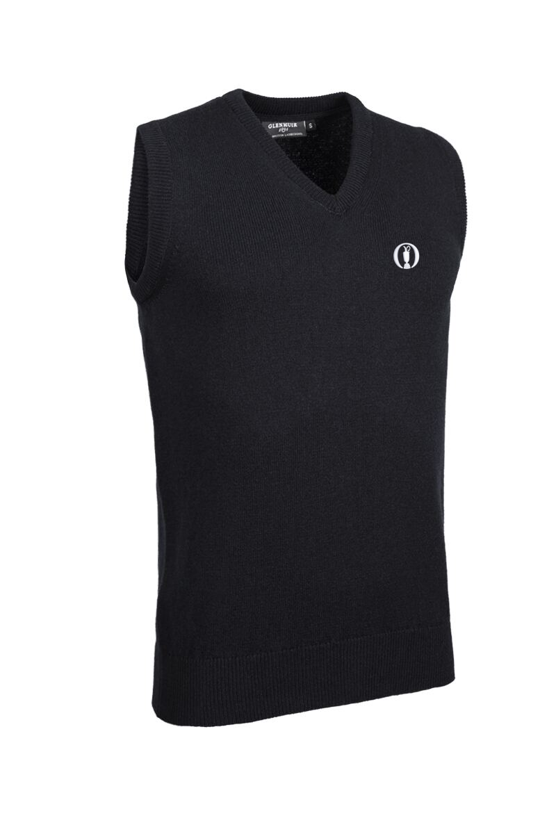 The Open Mens V Neck Lambswool Midweight Golf Slipover