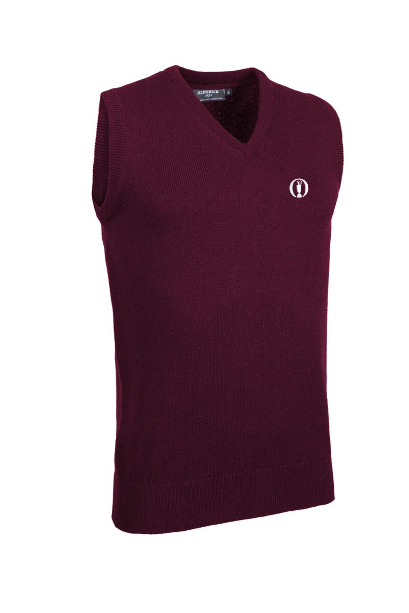 The Open Mens V Neck Lambswool Midweight Golf Slipover